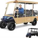 Universal Golf Cart Enclosure for 6 8 Passenger Carts, Fits EZGO/Club Car/Yamaha/ICON, Extended Long Roof Compatible, with Reflective Strips for Safety, Roll-Up Zipper Doors & Clear View