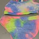 Fanuerg Women's Ribbed Bikini Sets Scoop Neck Cheeky Swimsuit Textured Two Piece Bathing Suit (Large, Rainbow Tie Dye)