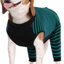 Kuoser Dog Recovery Suit, Anti Licking Dogs Rear Leg Sleeve, Abdominal Dog Surgical Suit with Dog Pants Cover Protect Wounds, Dogs Elbow Protector Soft Pet Surgery Onesie Cone Alternative, Green L