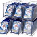 OwnMy 2 Plastic Trading Card Storage Box, Clear Stackable Card Organizers Storage Boxes with 6 Drawers, 2200+ Baseball Sports TCG MTG PTCG Card Deck Boxes