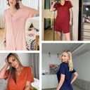 Ekouaer Button Down Nightgowns for Women Short Sleeve Nightshirt V Neck Sleepshirt for Sleeping Boyfriend Pj Dress S-2XL (Gray, XXL)