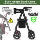 Walkers for Seniors Taller 5.3~7ft, Lightweight Foldable Rollator Walker, Built in Cable, Reinforced Aluminum Frame, 8" Big Rubber Wheels for All Terrain, 350lb Weight Capacity, Black