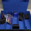 ZLCA Trading Card Storage Box 5-Row with Handle, MTG Storage Box Holds 3900+ Cards with Commander Display, Top Loaders Organizer Case for TCG PTCG Sport Card(Black&Blue)