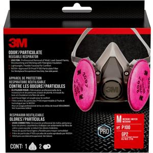 3M P100 Performance Mold & Lead Paint Removal Respirator, Medium Size, NIOSH-APPROVED P100 Rated Filter, Carbon Layer Helps Reduce Odor Nuisance, Lightweight, Adjustable Head Straps (6297P1-DC)