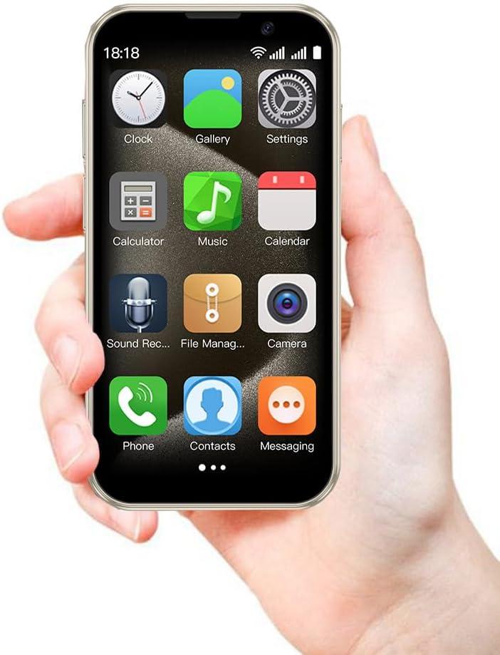 Mini 3G Smartphone Unlocked, 3.0" HD Android Dual Sim Quad Core Face ID Mini Premium Child Small Cell Phone World's Smallest Student Pocket Cellphone, 2+16GB Space Golden