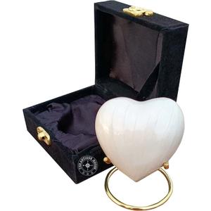 White Cremation Urn for Ashes Keepsake Heart Urn with Black Box and Brass Stand Mini urn for Your Loved one Adult & Funeral Burial for Adults and Infants