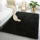 4x6 Black Fluffy Shag Rug for Bedroom, Ultra Soft Plush Fuzzy Washable Cozy Carpet for Living Room, Modern Non Slip Floor Comfy Furry Shaggy Area Rug for Kids Baby Boys Girls Nursery Dorm