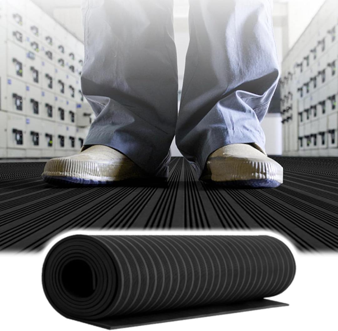 10 FT Electrical Safety Mat 6000V Insulated, High Voltage Insulating Rubber Floor Mats for Home Commercial Work Spaces, Large Non-Slip Switchboard Matting