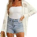 GRECERELLE 2025 Women Summer Crochet Boho Long Sleeve Lightweight Oversized Open Front Cardigan Sweaters Kimonos Tops (Large, 01 White)