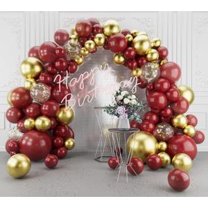 Burgundy Gold Balloons Arch Garland Kit-123Pcs Metallic Confetti Balloons for Birthdays, Anniversaries, New Years, Engagements, Weddings & Retirement Party Burgundy Gold Balloons Arch Garland Kit-123Pcs Metallic Confetti Balloons for Birthdays, Anniversaries, New Years, Engagements, Weddings & Retirement Party