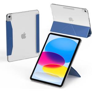 Feams Ultra Slim Case for iPad A16 11th Generation 11 Inch 2025, iPad 10th Generation 10.9 Inch 2022, YFold Stand Cover Translucent Back with Portrait Mode, Magnetic Clasp & Auto Sleep, Navy Blue
