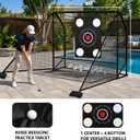 Golf Practice Hitting Net for Backyard Driving Real Balls 10x7ft with Side Barriers, Heavy-Duty Steel Frame Golf Net with Target Cloth & Carry Bag for Garage, Indoor & Outdoor Driving Chipping
