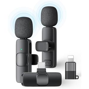 2 Pack Mini Wireless Lavalier Microphone for Lightning iOS Devices Noise Reduction Lape iPad Mic for Recording, Clip on Mic, Omni Lav Mic for Video Recording, Tiktok, Youtube, Vlog Black 2 Pack Mini Wireless Lavalier Microphone for Lightning iOS Devices Noise Reduction Lape iPad Mic for Recording, Clip on Mic, Omni Lav Mic for Video Recording, Tiktok, Youtube, Vlog Black