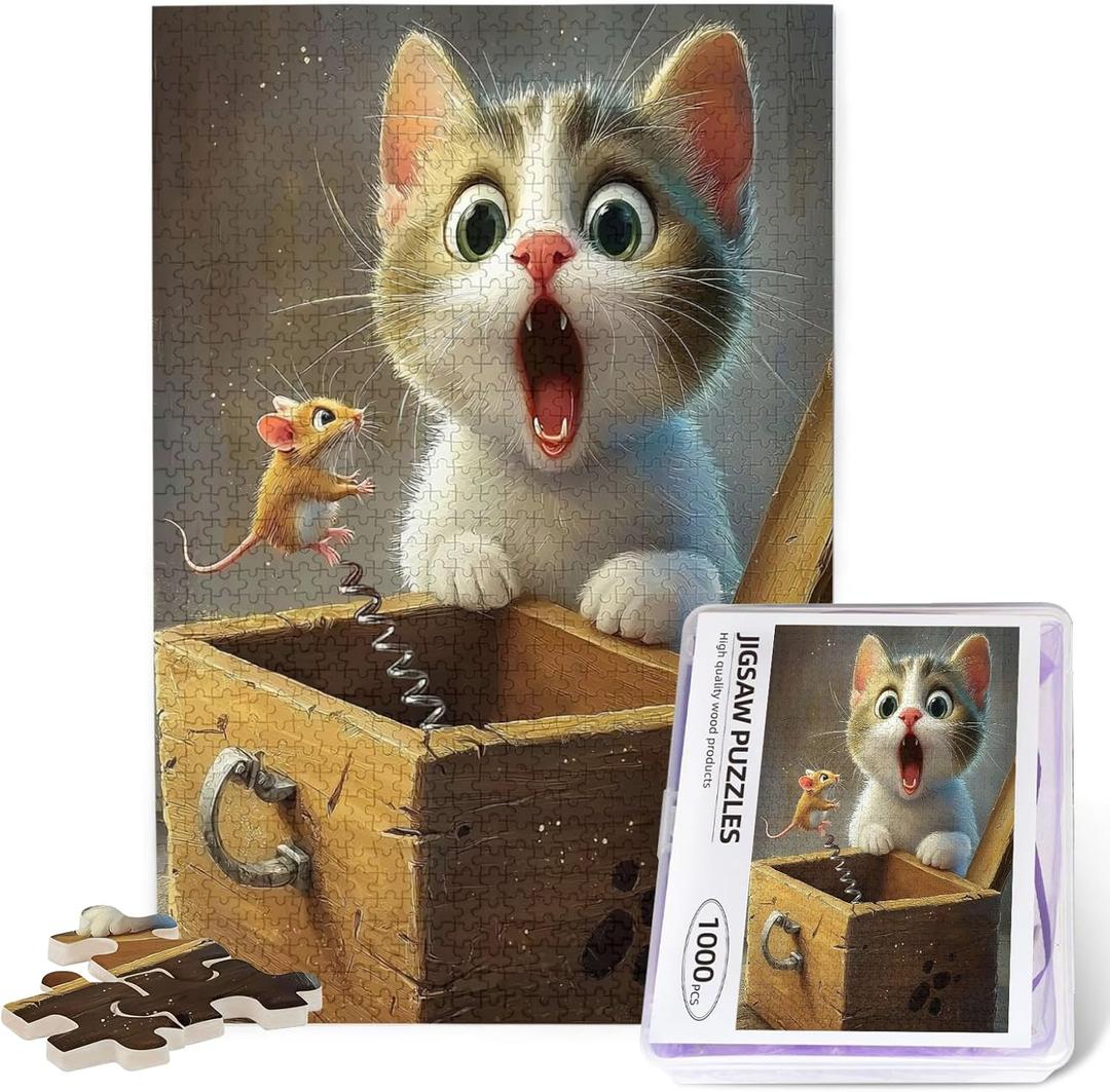 Cat Jigsaw Puzzles 1000 Pieces for AdultsMouse Puzzles 1000 PiecesFunny Animal Fantasy PuzzleCat Puzzles for Indoor and Challenge Puzzle Gift for Game Nights