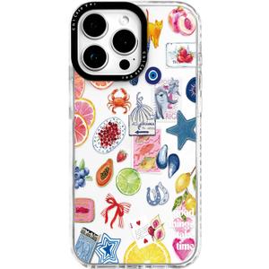 for iPhone 14 Pro Case, Coastal Fruit Collage Pattern with Lucky Charms, Military-Grade Drop Protection, Boho Y2K Soft Slim TPU Protective & Camera Protection for Women Girls (BuleArtCut)