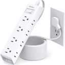 20FT Extension Cord with Multiple Outlets - Surge Protector Power Strip, Addtam 12 Widely 3 Sides Outlet Extender, 900J, Wall Mount, Flat Extension Cord for Home Office College Dorm Room Essentials (White)