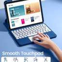 Harvopu for iPad 10th/11th Generation A16 Case with Keyboard, 360 Rotation Detachable Cover with Pencil Holder, Multi-Touch Trackpad, 7 Colors Backlit Keyboard for iPad (A16)/10th Gen (Navy Blue)