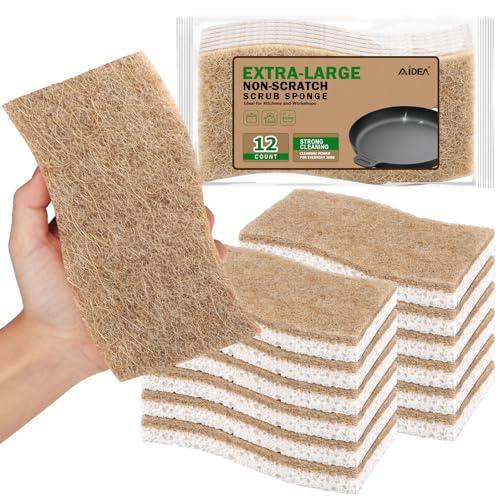 AIDEA XL Sponges Kitchen, 10 Count, Non-Scratch Dish Sponges, Large Natural Sponge for Non Stick Cookware, Cellulose Cleaning Sponge for Dishes, Bathroom, Household