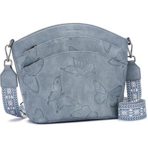 BELTANA Crossbody Purses for Women,Multi Pocket Medium Crossbody Bag,Adjustable Strap Shoulder Bag Butterfly Design | Zipper Pockets, Adjustable Strap, Lightweight, Satchel Bag, Gift for Women (Blue)