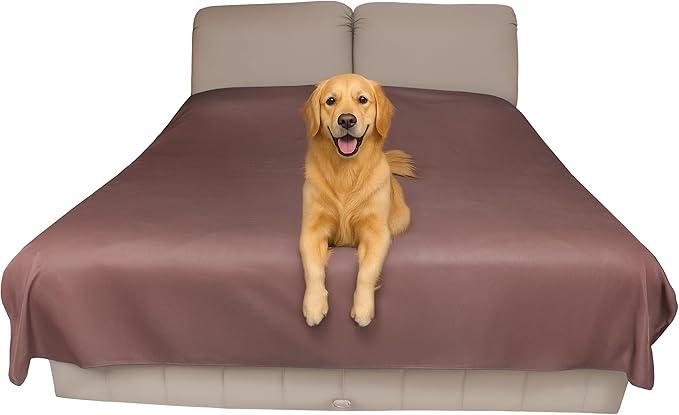 SILLY LEGACY Thin Reversible Waterproof Protective Cover or Liner for Bed or Couch, for Dogs and Cats, Babies; Incontinence, Dirt, Drool (King Size, 100 x 96 inch), (Brown)