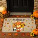 Timgle Thanksgiving Door Welcome Mat Fall Rug Autumn Non Slip Farmhouse Welcome Mats Outdoor Indoor Gnome Pumpkin Snowflake Fall Doormat for Home Kitchen, 27.6x15.7 Inch