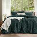 Bedsure Boho Duvet Cover Queen Size - Boho Bedding, Tufted Queen Duvet Cover for All Seasons, 3 Pieces Embroidery Shabby Chic Home Bedding, Comforter Not Included (Forest Green, 90" x 90") (Queen (90" x 90"), 07 - Forest Green (No Comforter))
