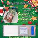 5 x Christmas Press on Nails Medium Red Glue on Candy Stripe Cane Mistletoe Design Xmas Acrylic Stiletto Bling Manicure False Nails 24 Pcs