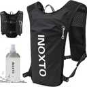 INOXTO Running Hydration Vest ,Lightweight Insulated Pack with 250ml Soft Flask Daypack for Hiking Trail Running Cycling Race Marathon for Women Men (standard, Black white)
