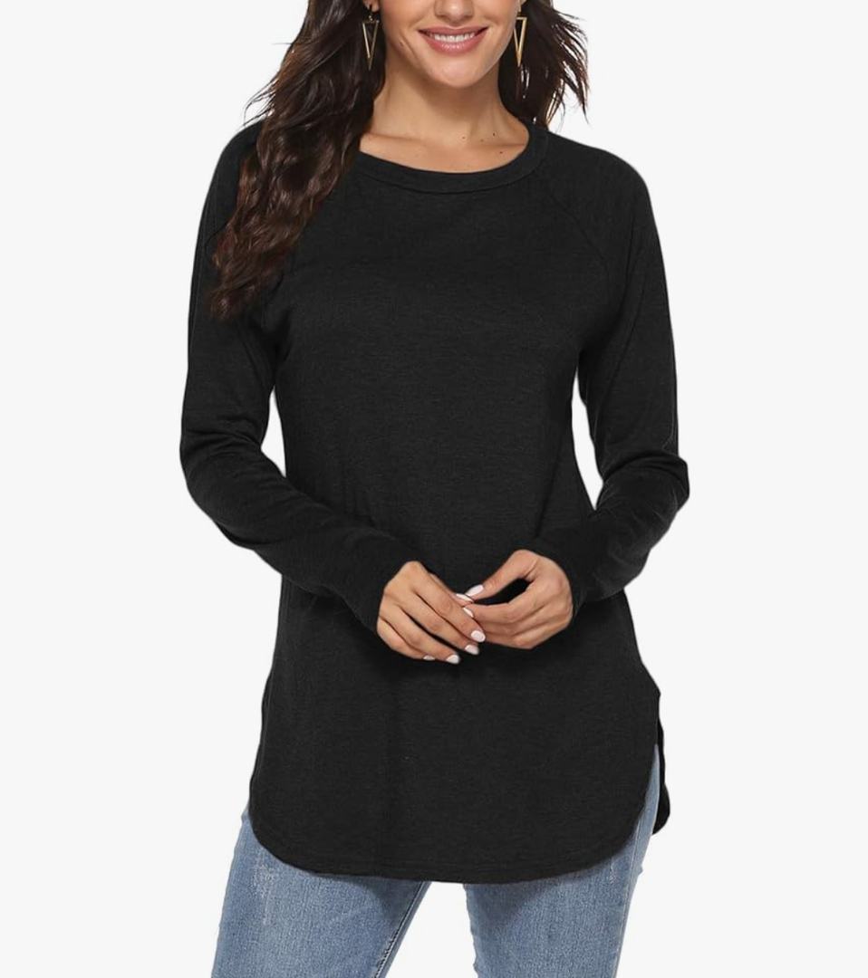 Newchoice Women's Casual Batwing Long Sleeve T Shirt Round Neck Basic Loose Tunic Tops.Size XL