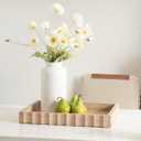 Kate and Laurel Lissi Decorative Rectangle Tray with Wavy Design; 16 x 12; Natural Wood; Modern Scalloped Serving Tray for Coffee Table Ottoman; Dining Table; or Entryway Catch-All Tray