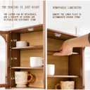 RZGZKLSH Arched Bamboo Countertop Cabinet Acrylic Doors with Storage Drawer