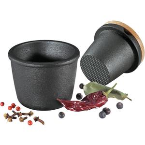 Zassenhaus Cast Iron Spice Grinder Set with Beech Wood Lid, Spice Mill, Herb and Seed Grinder, 3 Inches (Black)