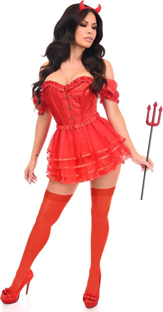 Top Drawer 4 PC Devil Corset & Tutu Costume (4X)