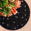 Christmas Tree Skirt Black Sequin Velvet Xmas Tree Skirt 60 Inch Glittery Large Christmas Tree Mat Sparkly Christmas Tree Skirts Soft Shiny Tree Skirt for Artificial Tree Home Party Decor