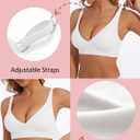 Deep V Bra Low Cut Sexy Push Up Bralettes for Women Padded Comfy Smoothing Wireless Lifting Bras Seamless Bralette (White, L)