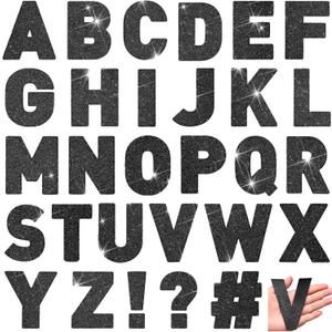 Harloon 232 Pcs 24 Sheets Large Glitter Letter Stickers Big Font Alphabet Letter Self Adhesive Letters Kit Mailbox Stickers for Mailbox Bulletin Boards Classroom Home(Black,4 Inch)