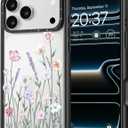 for iPhone 17 Pro Case - [6.6 ft Military-Grade Drop Protection] [Anti-Peel Technology] Clear Black TPU Bumper Case with Cute Design (Blooming Flowerets)