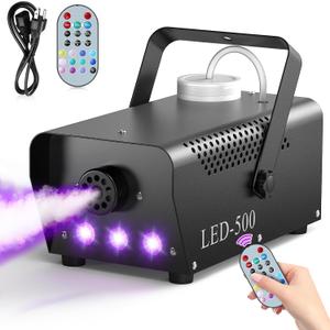 Fog Machine Halloween, 500W Smoke Machine with 14 LED Lights Color Effect, Wireless Remote Control, for DJ Parties Stage Outdoor Christmas Wedding, Over Temperature Protection, Not Included Fog Juice