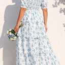 Plus Size Summer Dresses 2026 - Floral Milkmaid Puff Sleeve Casual Ruffle Tiered Maxi Long Sundress