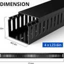 ZhiYo H2in x W2.4in Professional Server Rack Cable Management Raceway, 95in (4X L23.6in) Cable Raceway Kit, Electrically Safe PVC, Open Slot Wire Hider for Under Desk/Computer/Network Cords