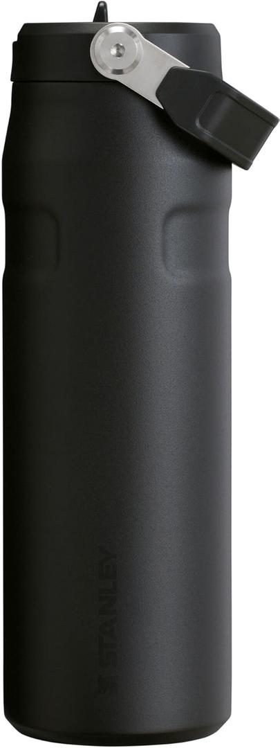 Stanley IceFlow Flip Straw 2.0 Water Bottle 24 OZ | Built-In Straw with Larger Opening | Lightweight & Leak-Resistant | Insulated Stainless Steel | BPA-Free | Black 2.0