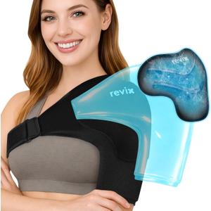 REVIX Triple-Layer Gel Shoulder Ice Pack Wrap for Rotator Cuff, Reusable Ice Pack Shoulder Brace with Extra Removable Coldfocus for 30-Min Long-Lasting Cold Therapy, Soothe Biceps & Muscle Discomfort (Standard)