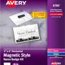 Avery Customizable Name Badges, Magnet Style, 3" x 4", Clear Name Tag Holders, White Laser/Inkjet Printable Inserts, 24 Total (8780) (True)