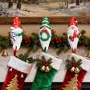 3PCS JOY Christmas Gnomes Stocking Holders for Mantel, 3D Resin JOY Christmas Stocking Hangers Hooks, Gnomes Figurines Decoration, Heavy Duty Gnome Hangers for Xmas Fireplace Holiday Decoration