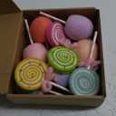Liliful 12 Pcs Felted Wool Lollipop Candy Christmas Ornament Decoration Set - Handcrafted Fake Lollipop Candy Decors for Party Decorations