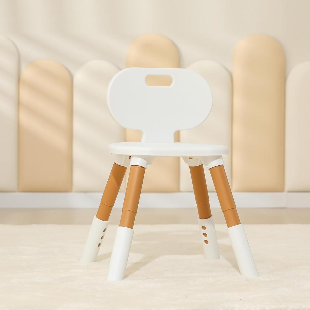 3 Level Height Adjustable Kids Chairs Plastic Preschool Chair Durable and Lightweight Child Chair with a Maximum Load Capacity of 130 pounds Suitable for Day Care, Classroom, and Home (1-Pack Beige) (1Chairs)