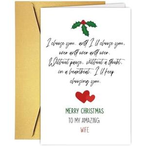 Romantic Christmas Card for Wife, Heartfelt Wife Christmas Card&Gift from Husband, Xmas Anniversary Cards for Her, Ideal Love You Holiday Gift for Her Pack of 2