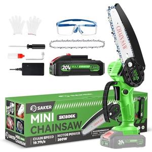 Saker Mini Chainsaw|6 Inch Chainsaw[2025 Upgraded]|Mini Cordless Electric Chain Saw|Small Handheld Portable Chainsaw Battery Powered Chain Saw for Tree Trimmer and Garden,Gift for Men Dad Women