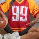 Jersey Shirts for Women Oversized Number Graphic Jersey Shirt Y2k Streetwear V Neck Short Sleeve Tee Tops (M)