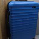 Amazon Basics 26" Hardside Medium Checked Luggage, Expandable For Up to 15% More Space, With Scratch-Resistant Surface, Four Multi-directional Wheels, Light Blue